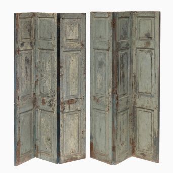 Set of 6 French 18th Century Baroque Panels with Original blue-gray Paint