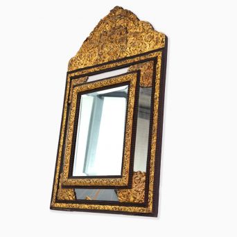 Large French Baroque-Style Mirror with Beveled Glass and Chased Gilt Brass, 1840-1860