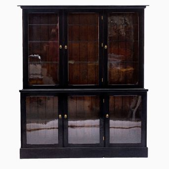 Black Regency Mahogany Vitrine Cabinet with Glazed Doors, England, c. 1820