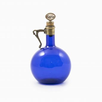 English Regency Blue Glass Cognac Decanter 