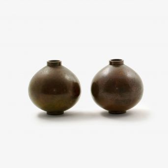Pair of Small Japanesse Ikebana Bronze Vases by Hasegawa Gasen