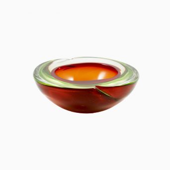 Murano Sommerso Red and Green Glass Ashtray or Bowl