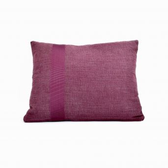 Purple cushion with ribbon. Fabric from Casamance.