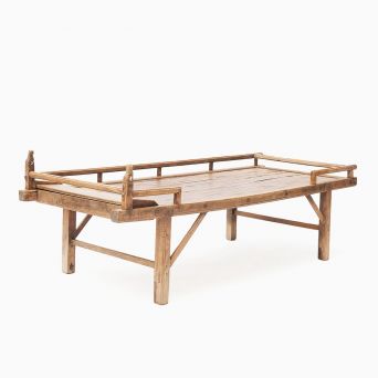 Qing Dynasty Chinese Elm and Bamboo Daybed