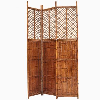 Chinese 19th Century Three-panel Lattice Bamboo Screen