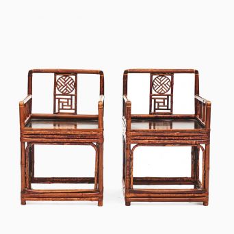 Pair of 19th Century Chinese Bamboo Arm Chairs in Original Condition
