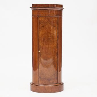 Late Empire Cylinder Burl Walnut Pedestal Cabinet. Copenhagen 1830-40. 