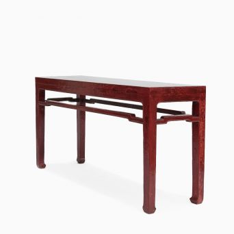 Chinese Ming Style Red Lacquer Console Table