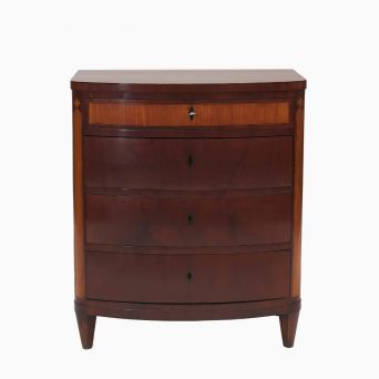 Early 19th Century Danish Empire Mahogany Bow Front Chest of Drawers