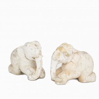 Pair of 18th Century Sandstone Temple Elephants
