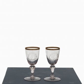 Pair of 18th Century Monogrammed Baroque Goblets