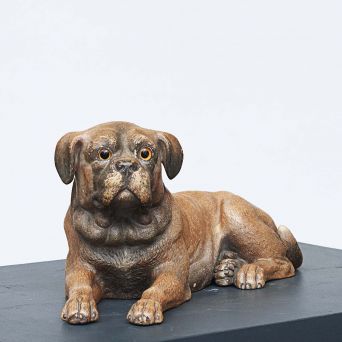 Dog sculpture made of terracotta