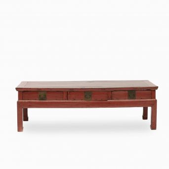 Qing Dynasty Red Lacquer Coffee Table from  Zhejiang, China