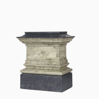 Large exhibition plinth / pedestal, gray and black marbled painted