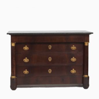 Charles X chest of drawers in mahogany and black marble. France c. 1820