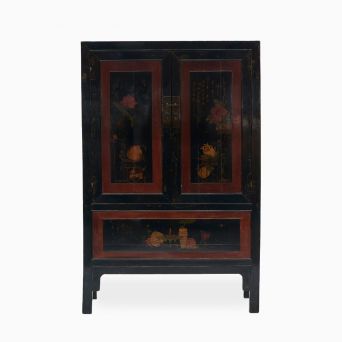 Chinese Qing Dynasty Cabinet with Hand Painted Chinoiserie
