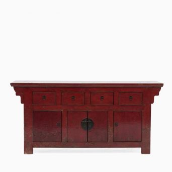 Chinese Qing Dynasty antique red lacquer sideboard 