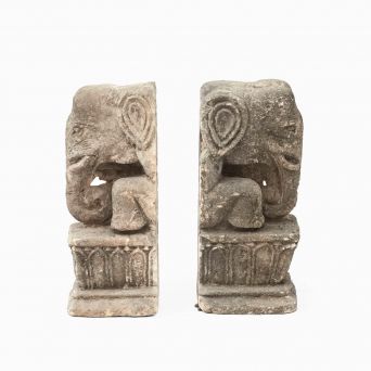 Pair of 15-17th Century Sandstone Elephants