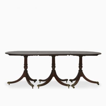 Regency Style Mahogany Triple Pillar Dining Table