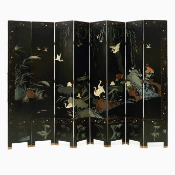 Eight-Panel Chinese Lacquered Folding Screen