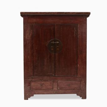 Chinese Qing Red-Lacquered Cabinet from Shanxi