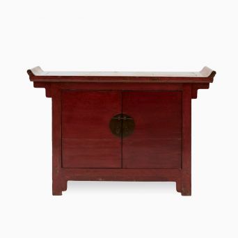 Chinese Ming Style Red Lacquer  Altar Cabinet