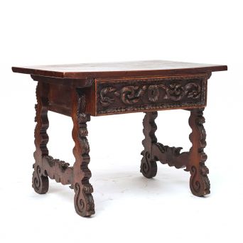 Spanish 17th Century Baroque Chestnut Side Table