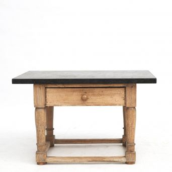 Swedish Baroque Table with Black Jämtland Limestone Top