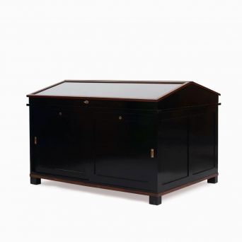 Black Polished Art Deco Museum Display Cabinet