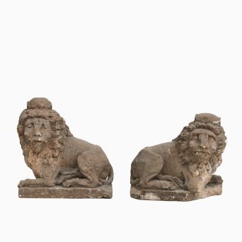 Pair of Baroque Sandstone Lions