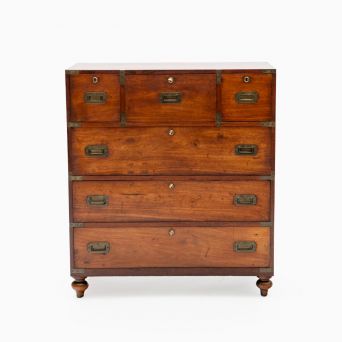 Victorian Military Campaign Chest in Solid Mahogany with Original Brass Fittings, England c. 1860