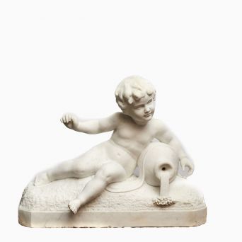 Italian White Marble Sculpture of a Boy with a Water Pitcher