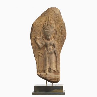 Cambodian 11th-12th Century (?) Sandstone Carving of Female Spirit Apsara