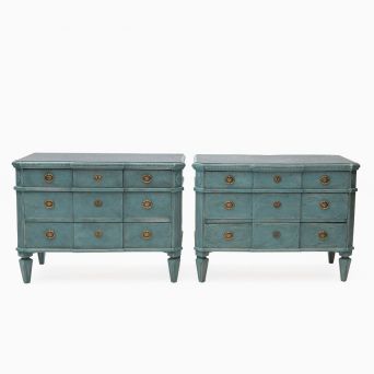 Pair of Swedish Gustavian Style Painted Chest of Drawers