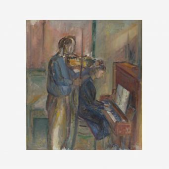 William Scharff. Couple playing violin & piano
